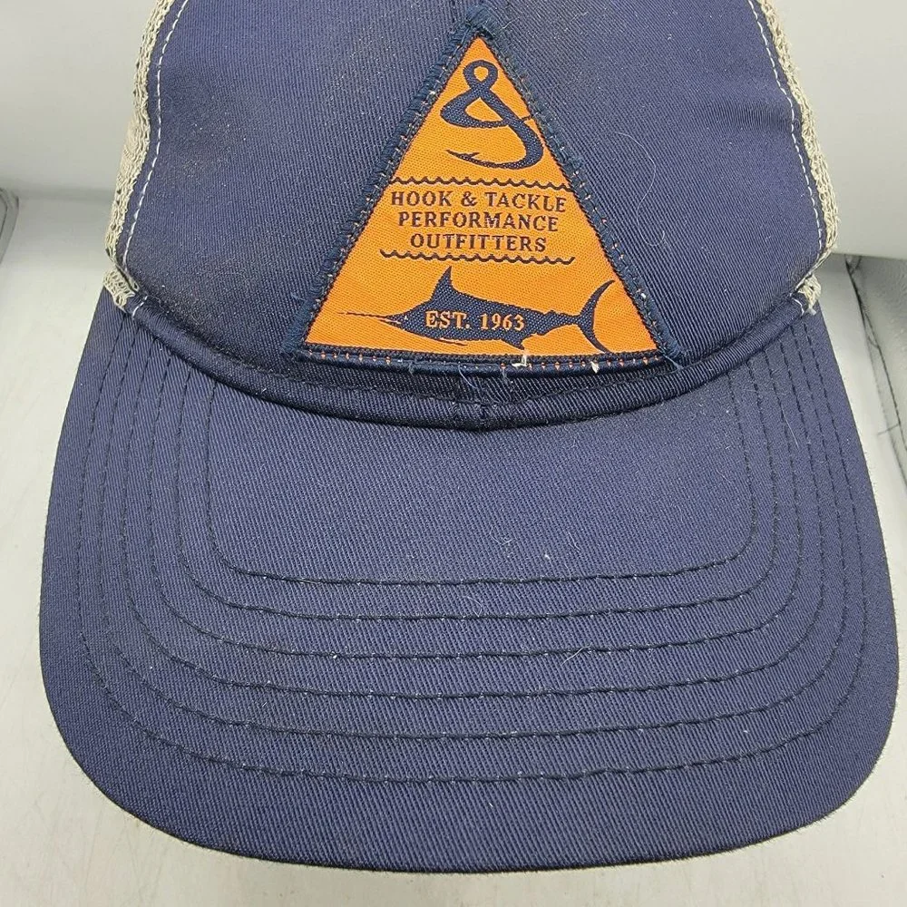 Hook And Tackle Adults Blue White Hat Cap Fishing Casual Comfort Outdoors